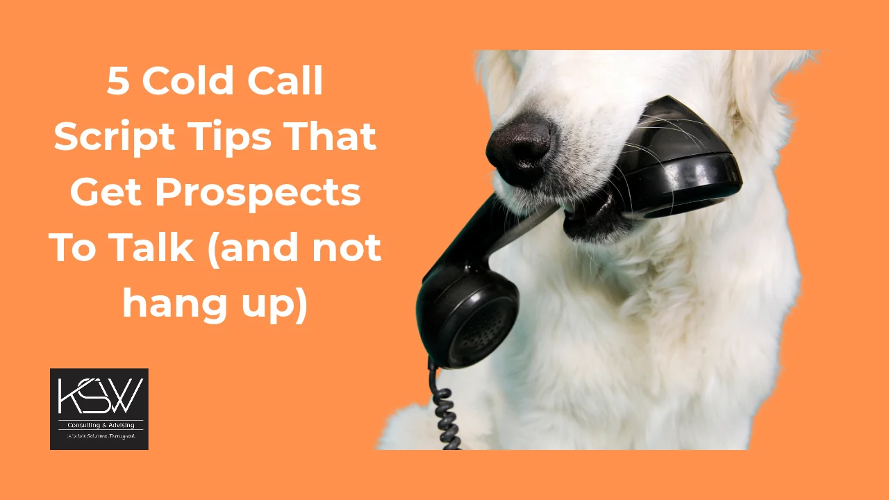 White dog holding a black telephone handset in its mouth, for a post on cold call script tips.